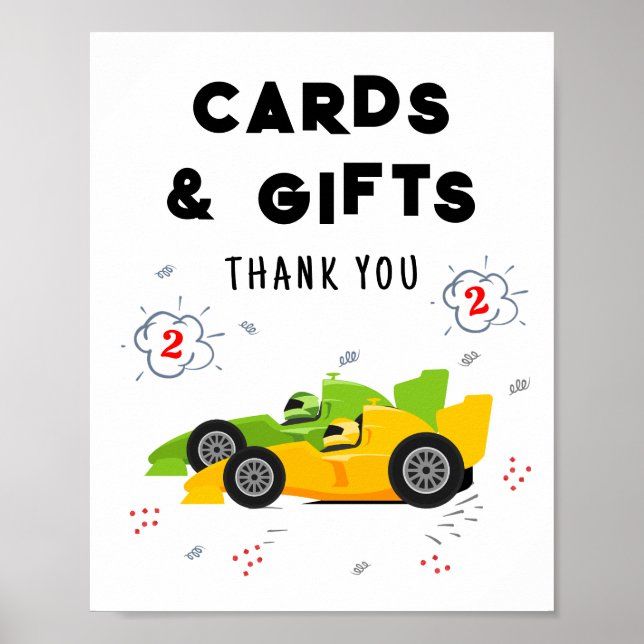 Two Fast 2nd Birthday Cards and Gifts Sign (Front)