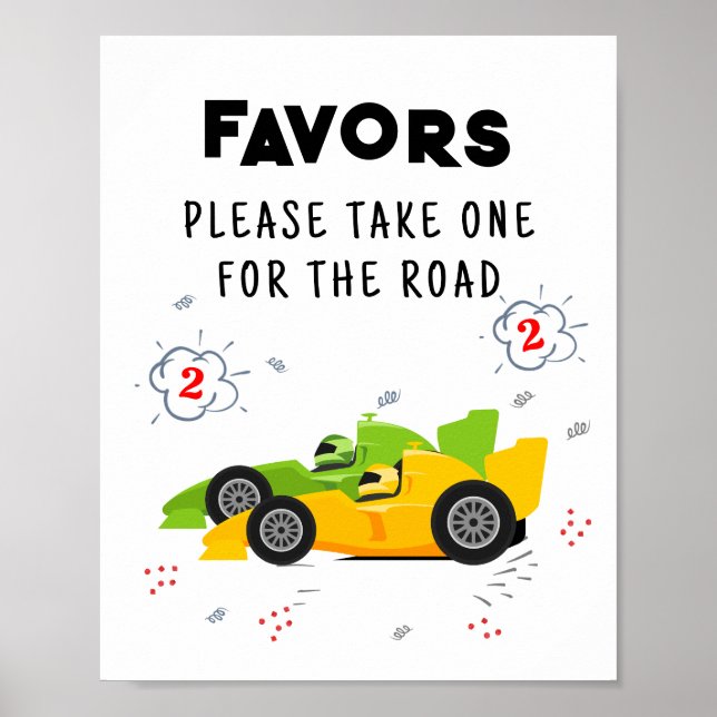 Two Fast 2nd Birthday Favors Sign (Front)
