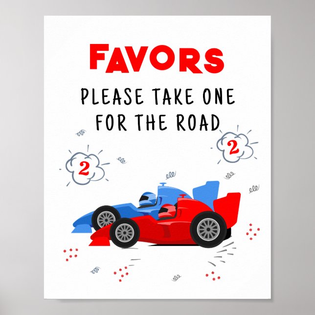 Two Fast 2nd Birthday Favors Sign (Front)