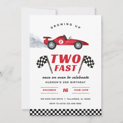 Two Fast 2nd Birthday Invitation