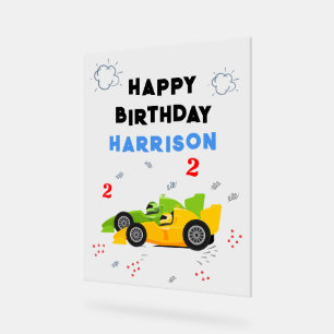 Two Fast 2nd Birthday Kids Racing Cars Name Acrylic Sign