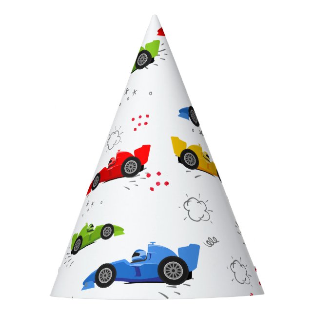 Two Fast 2nd Birthday Kids Racing Cars Name Favor Party Hat (Front)