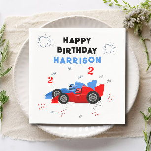 Two Fast 2nd Birthday Kids Racing Cars Name Napkins