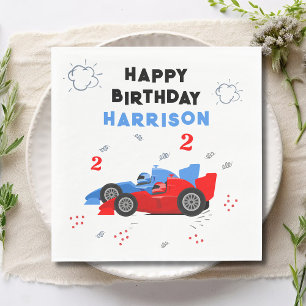 Two Fast 2nd Birthday Kids Racing Cars Name Napkins