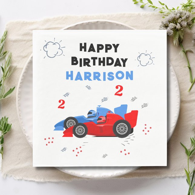 Two Fast 2nd Birthday Kids Racing Cars Name Napkins (Creator Uploaded)