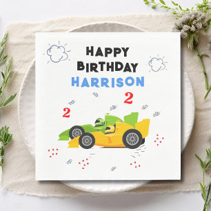 Two Fast 2nd Birthday Kids Racing Cars Name Napkins