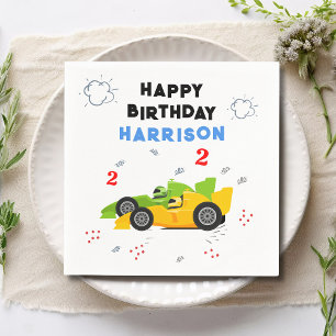 Two Fast 2nd Birthday Kids Racing Cars Name Napkins