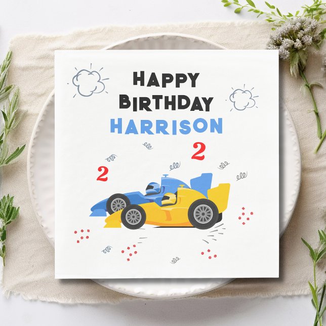 Two Fast 2nd Birthday Kids Racing Cars Name Napkins (Creator Uploaded)