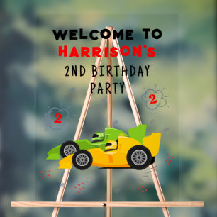 Two Fast 2nd Birthday Kids Racing Cars Welcome Acrylic Sign