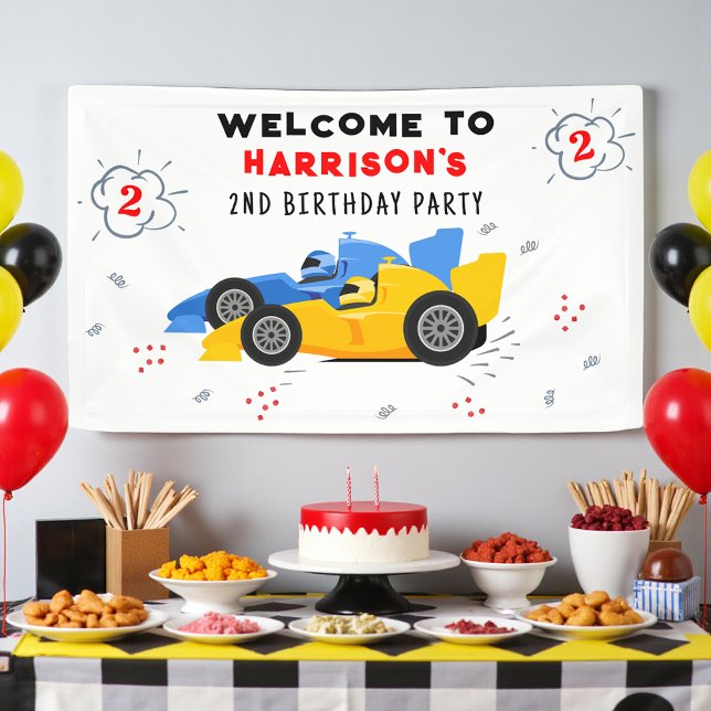 Two Fast 2nd Birthday Kids Racing Cars Welcome Banner (Creator Uploaded)