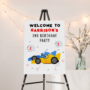 Two Fast 2nd Birthday Kids Racing Cars Welcome Foam Board