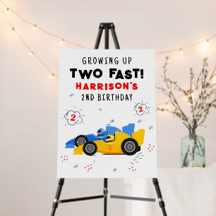 Two Fast 2nd Birthday Kids Racing Cars Welcome Foam Board