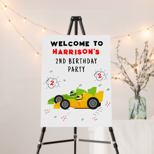 Two Fast 2nd Birthday Kids Racing Cars Welcome Foam Board