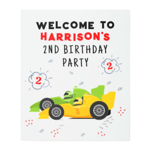Two Fast 2nd Birthday Kids Racing Cars Welcome Metal Print