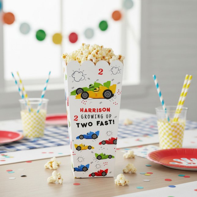 Two Fast 2nd Birthday Personalized Race Car Favor Boxes (Creator Uploaded)