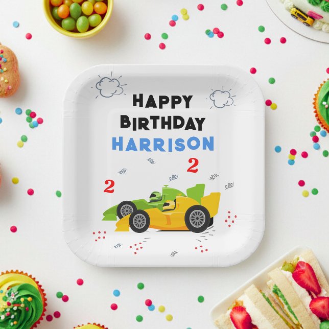 Two Fast 2nd Birthday Race Car Name Paper Plates (Creator Uploaded)