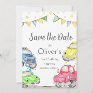 Two Fast 2nd Birthday Race Car Save The Date