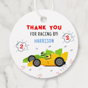 Two Fast 2nd Birthday Racing Cars Thank You Favor Tags