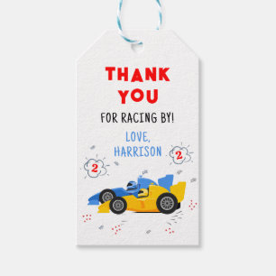 Two Fast 2nd Birthday Racing Cars Thank You Gift Tags