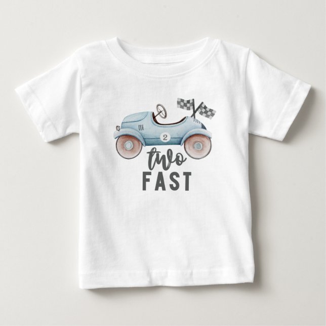 Two Fast 2nd birthday shirt race car racing  (Front)