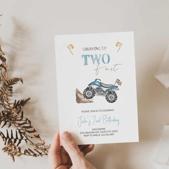 TWO Fast 4 Wheeler Quad Bike Birthday Invitation  (Creator Uploaded)