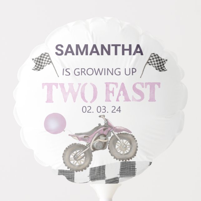 Two Fast Birthday Dirt Bike Theme Balloon (Front)