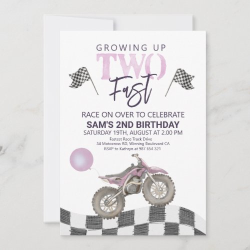 Two Fast Birthday Dirt bike theme Invitation Invi Invitation