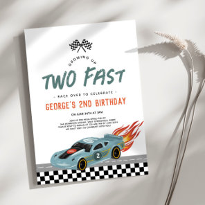 Two Fast Birthday Hot Cars and Burning Wheels Invitation