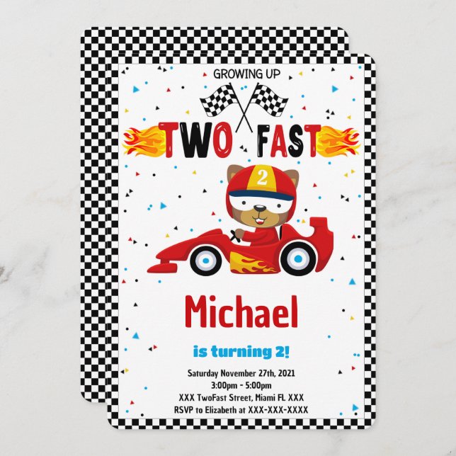 Two Fast Birthday Invitation (Front/Back)
