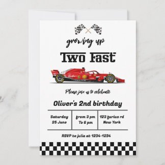 Two fast birthday invitation, 2nd birthday invite