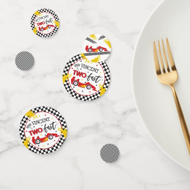 Two Fast Birthday Party Red Race Car 2nd Birthday Confetti (Group)