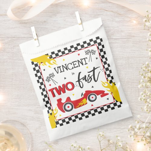 Two Fast Birthday Party Red Race Car 2nd Birthday Favor Bag