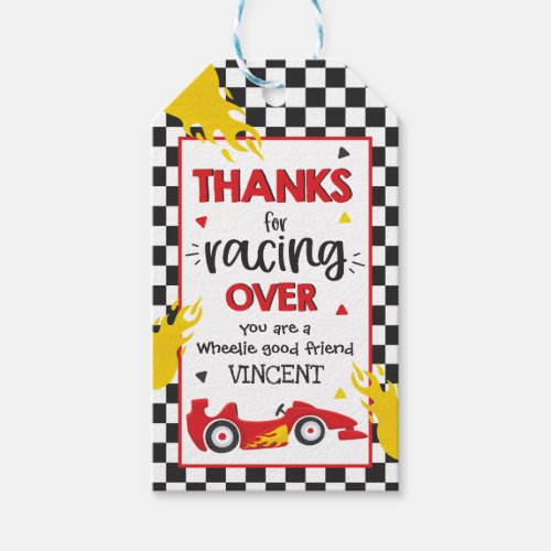 Two Fast Birthday Party Red Race Car 2nd Birthday Gift Tags