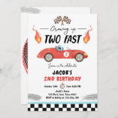 Growing up Two Fast Birthday Invitation Red Race Car Second 