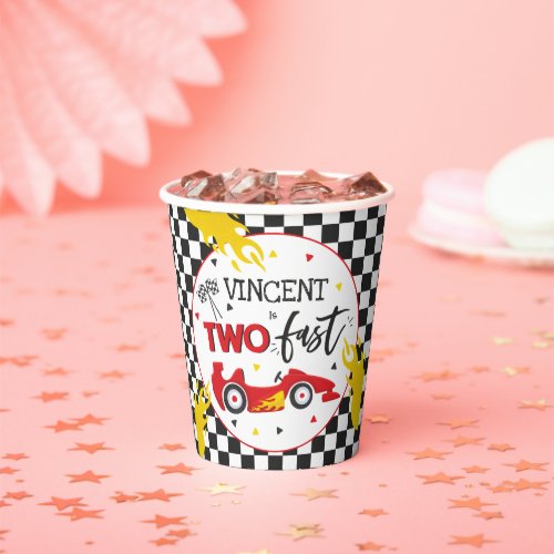 Two Fast Birthday Party Red Race Car 2nd Birthday Paper Cups