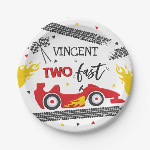 Two Fast Birthday Party Red Race Car 2nd Birthday Paper Plates