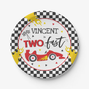 Two Fast Birthday Party Red Race Car 2nd Birthday Paper Plates