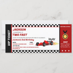 Two Fast Birthday Race Car Racing Party Ticket Invitation | Zazzle