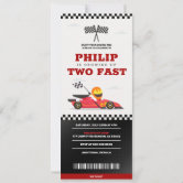Two Fast Race Car Racing Boy Birthday Party Invitation