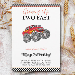 Two Fast Birthday Vintage Race Car 2nd Birthday Invitation