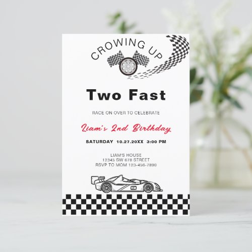 TWO Fast Birthday Vintage Race Car Download  Invitation