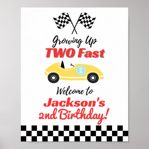 TWO Fast Birthday Welcome Sign Poster