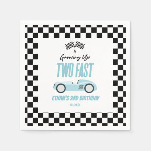 Two Fast Blue Race Car 2nd Birthday Party Napkins