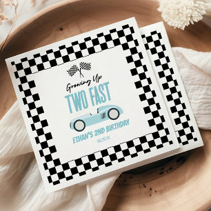 Two Fast Blue Race Car 2nd Birthday Party Napkins