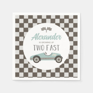 Two Fast blue Race Car Birthday Napkins