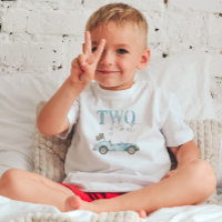TWO Fast Blue Race Car Birthday T-shirt