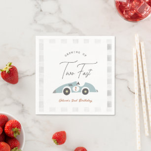 Two Fast Blue Race Car Boy 2nd Birthday Napkins