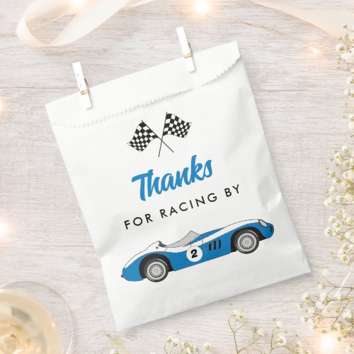 Two Fast Blue Vintage Race Car Boy 2nd Birthday Favor Bag