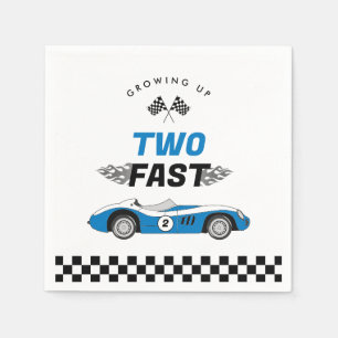 Two Fast Blue Vintage Race Car Boy Birthday Napkins