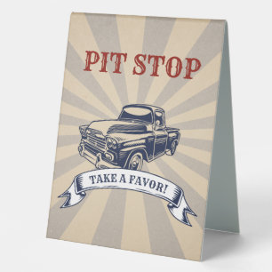 Two Fast Boy 2nd Birthday Car Theme Vintage Favor  Table Tent